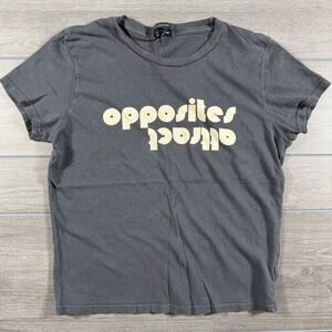 MOTHER Opposites Attract Graphic T-Shirt Grey Small 8341-1079